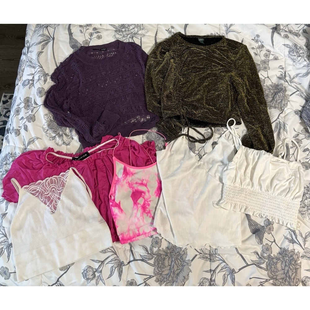 7 Piece Cropped Shirt Lot Size Medium Tanks Sweater SHEIN Rue21 Wild Fable